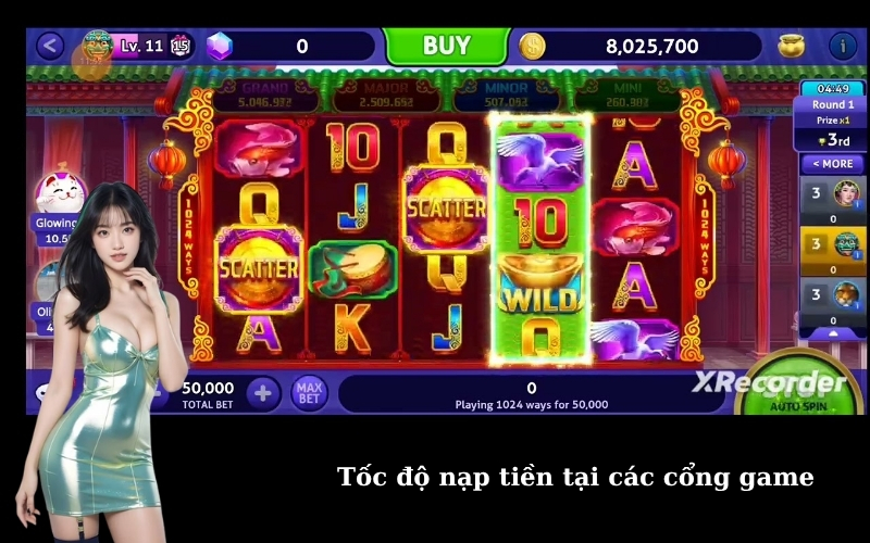 Tốc độ nạp tiền tại các cổng game